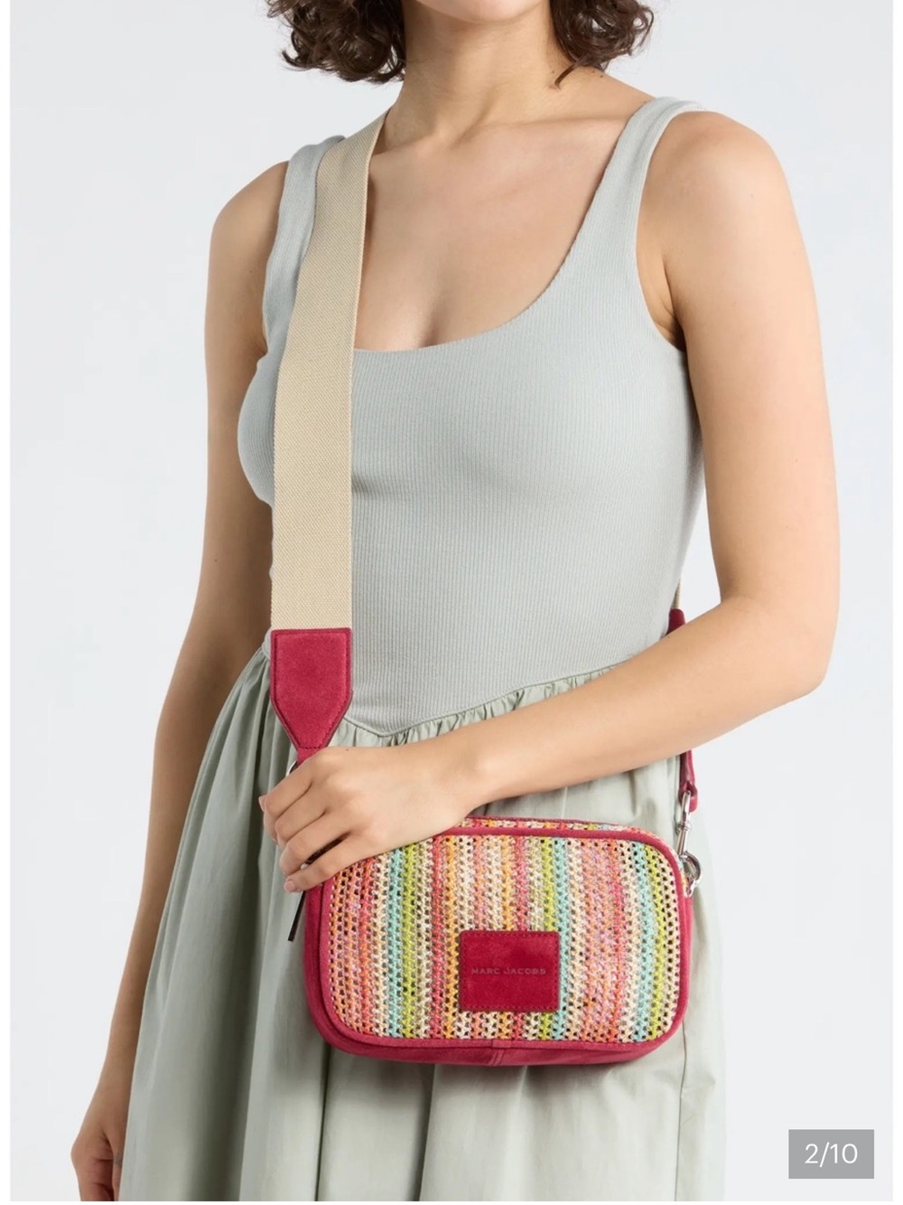 New! Marc Jacobs Perfect Flash Multicolor Woven Crossbody with Beige Strap